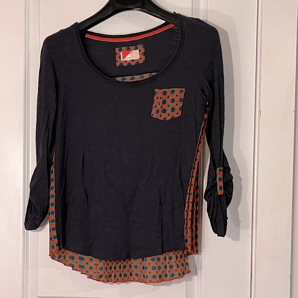 Anthropologie Paper Locket Accordion Roll Tab Tunic